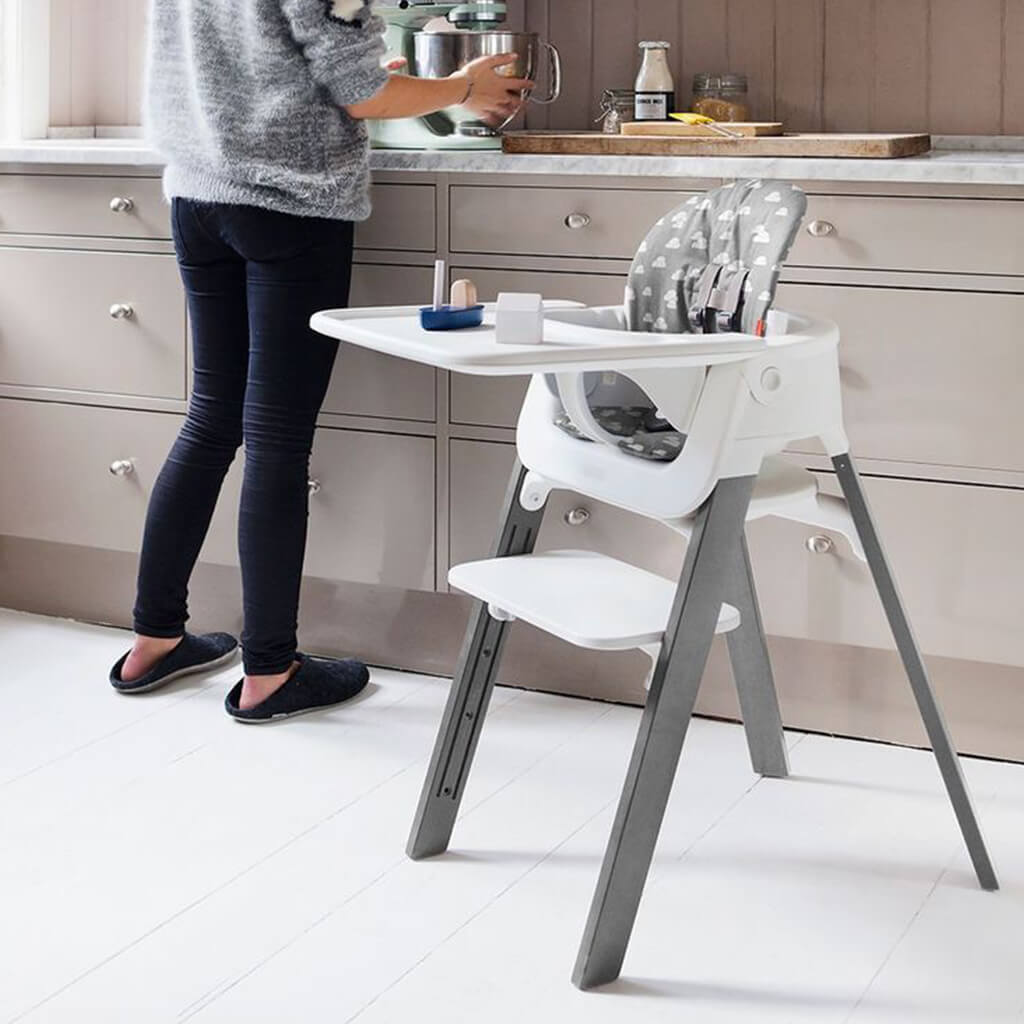 Steps Complete High Chair Hazy Grey White Grey Cushion