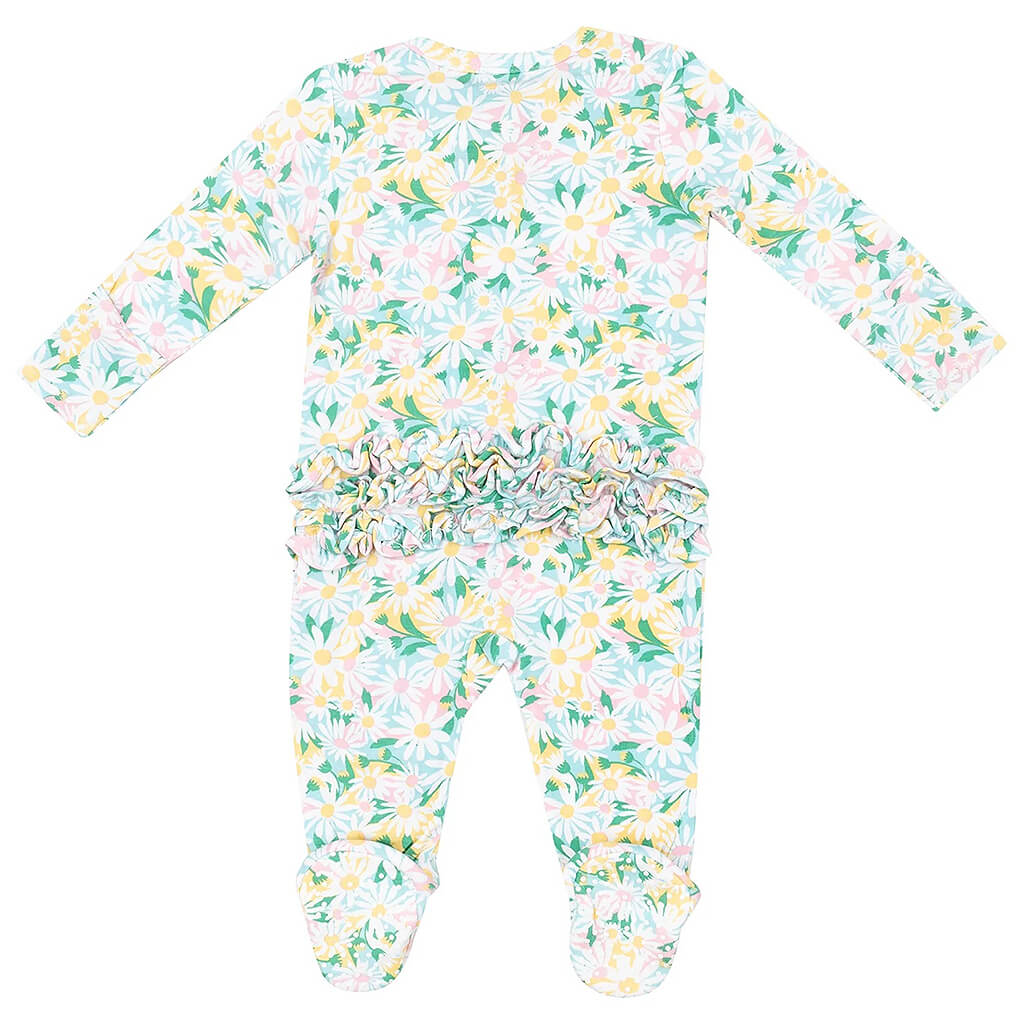 Ruffle Footie Color Fill Daisies