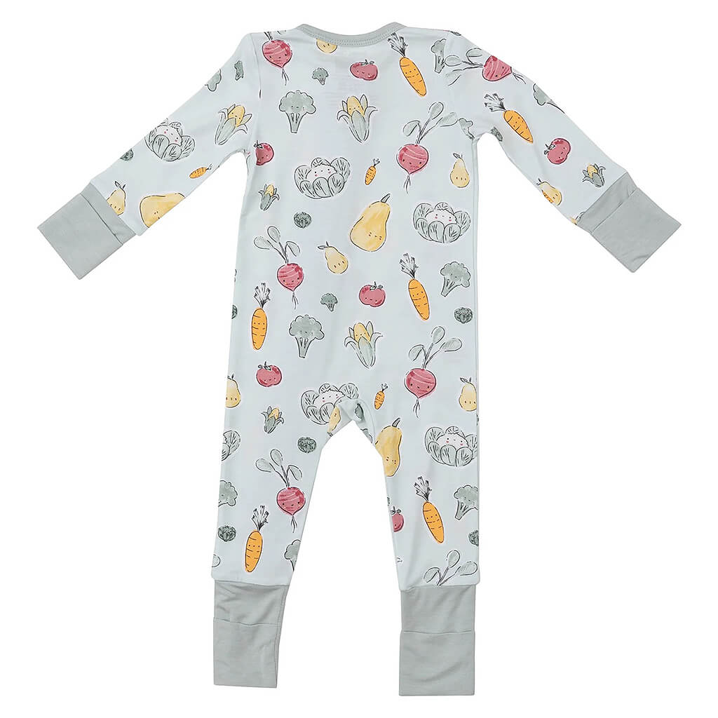 2-Way Zipper Romper Watercolor Baby Veggies