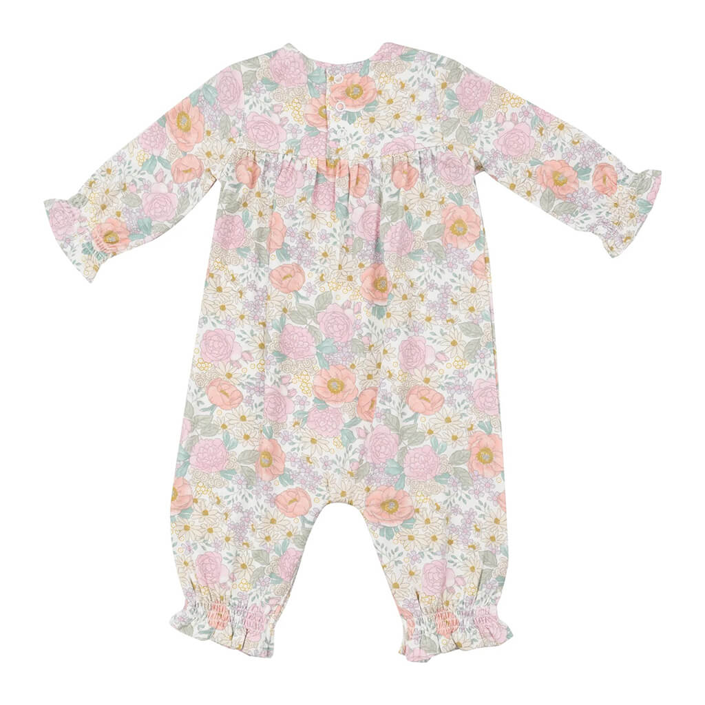 Angel Dear Smocked Romper Peonies and Roses