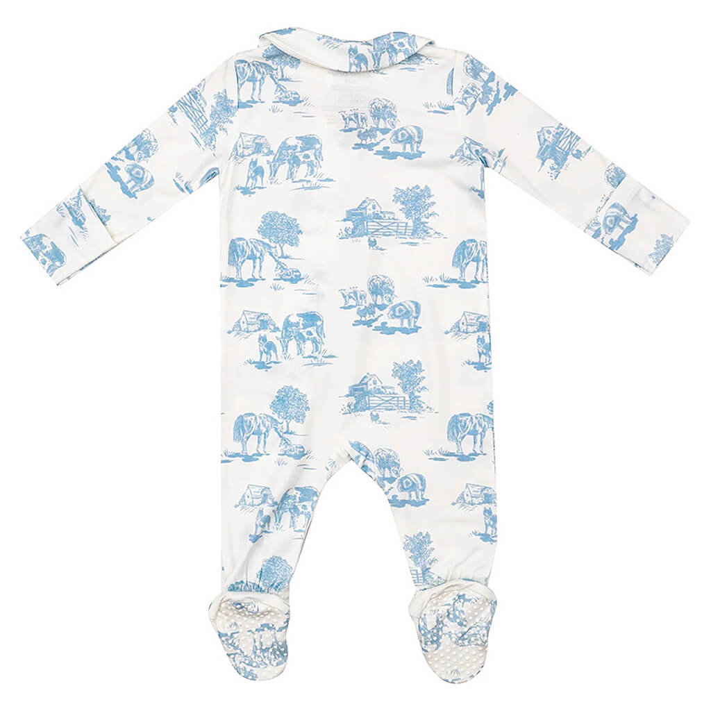 Angel Dear 2-Way Ruffle Zipper Footie  Farm Toile