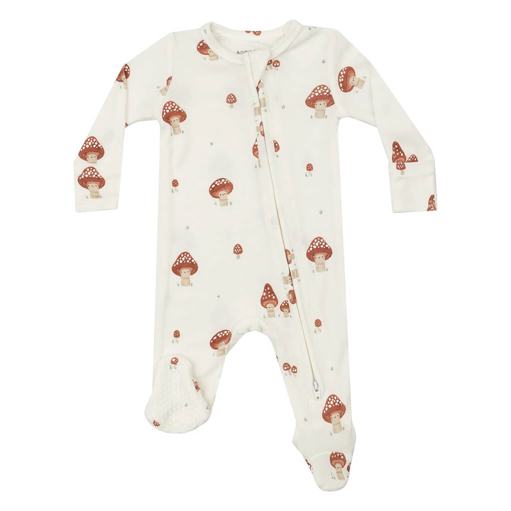 Angel Dear 2-Way Ruffle Zipper Footie Mushroom