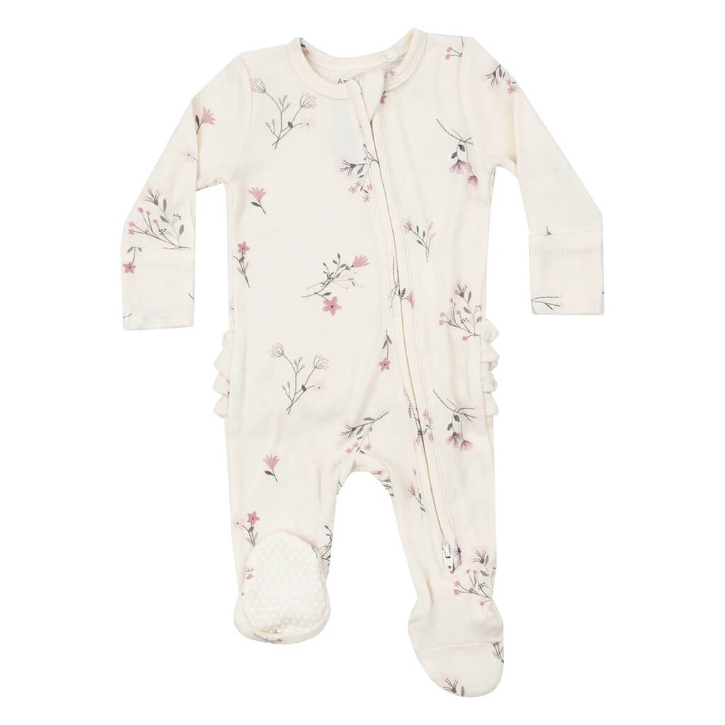 Angel Dear 2-Way Ruffle Zipper Footie Wispy Floral