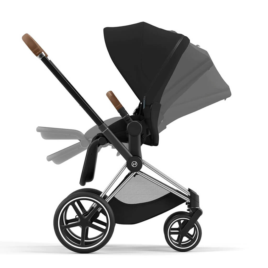 Color_Deep Black | Cybex Priam 4 Complete Stroller Chrome/Brown | NINI and LOLI