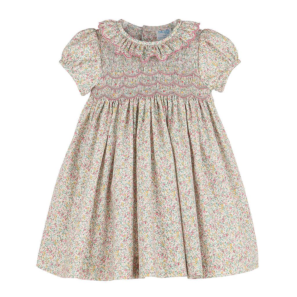 Whimsical Smock Dress With Ruffle Collar