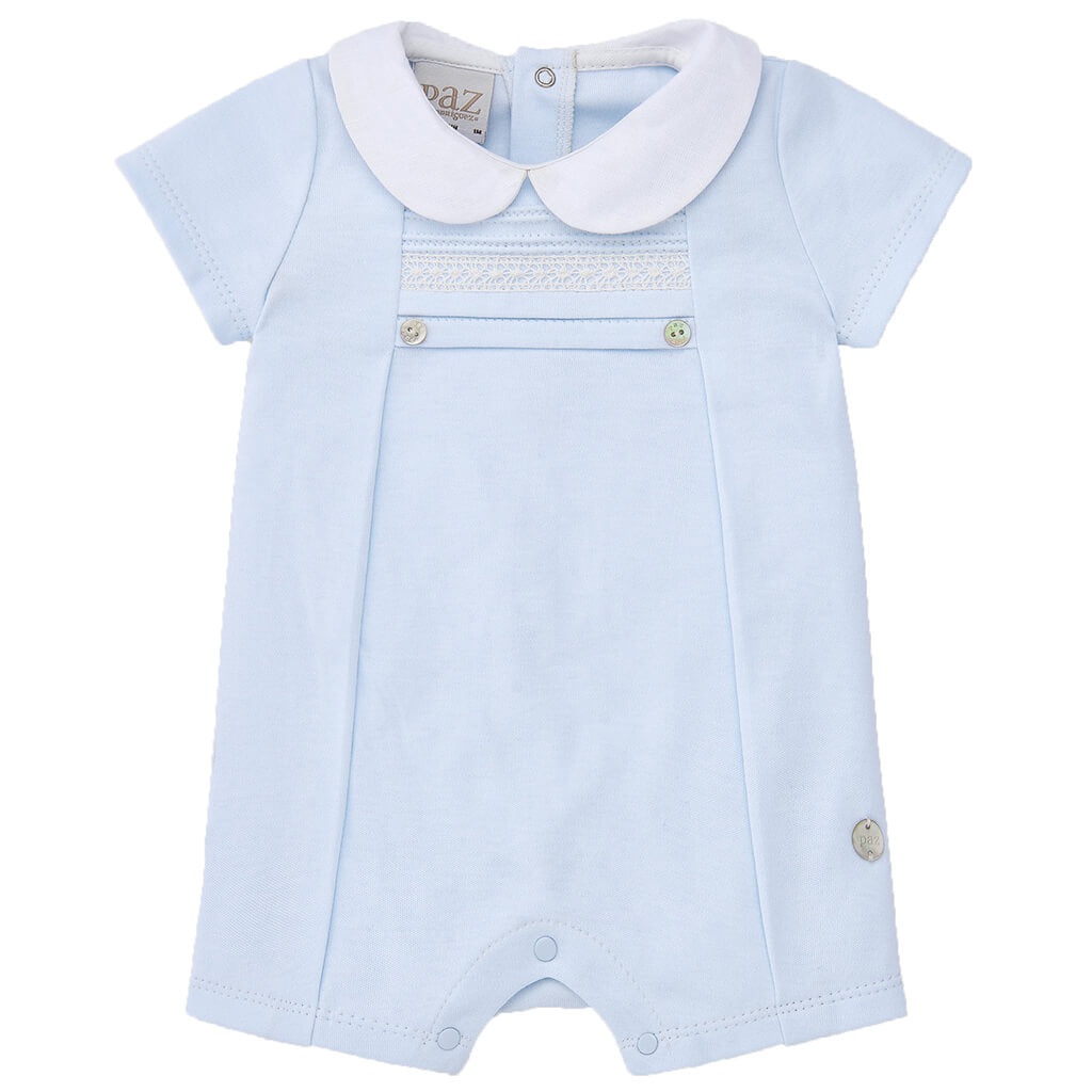 Paz Rodriguez Knit Romper Interlock V24 Chalk Blue White