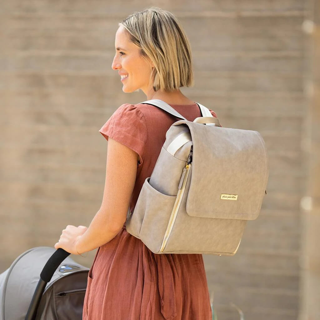 Boxy Backpack in Grey Matte Leatherette