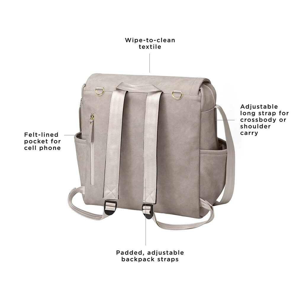 Boxy Backpack in Grey Matte Leatherette