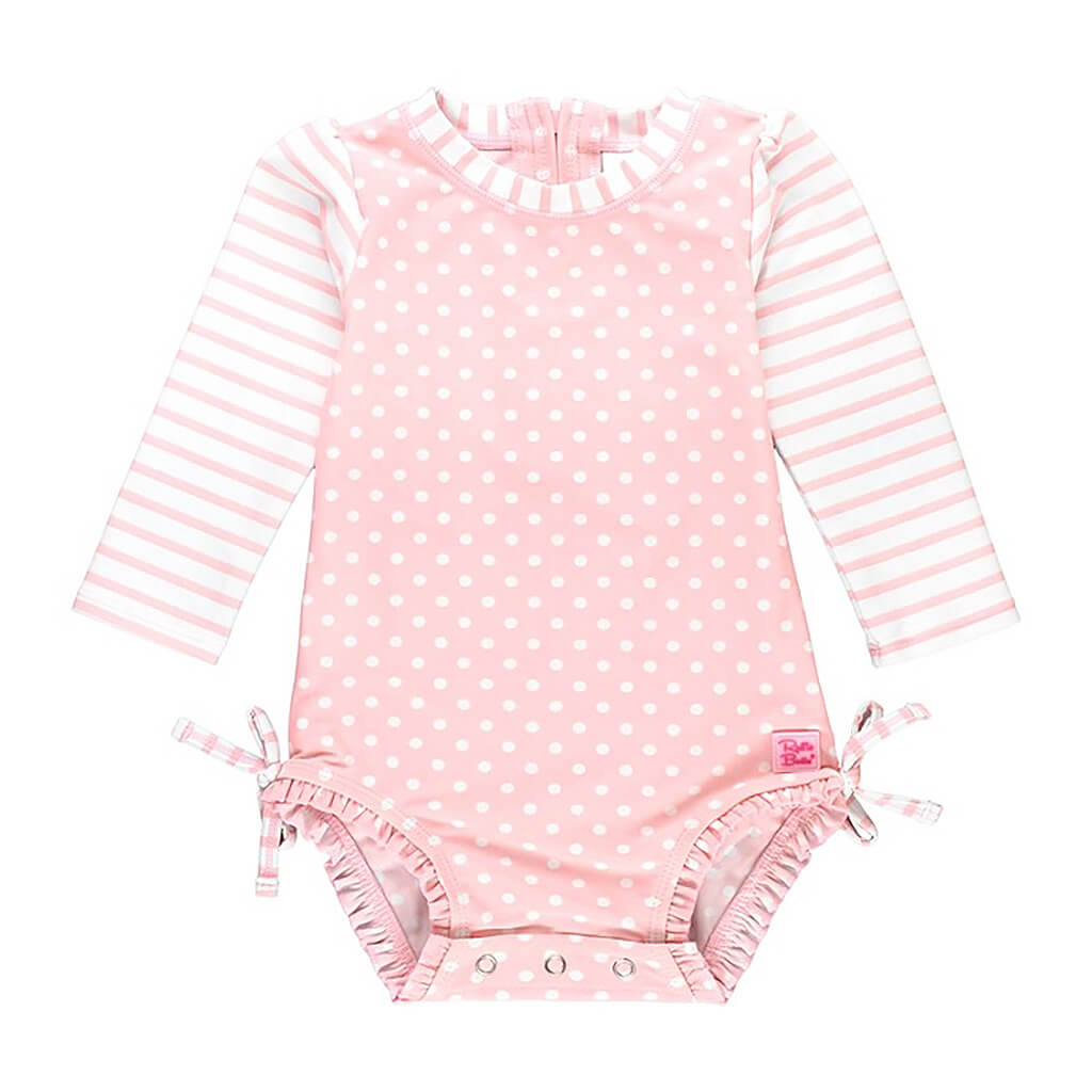 Pink Polka Dot One Piece Rash Guard