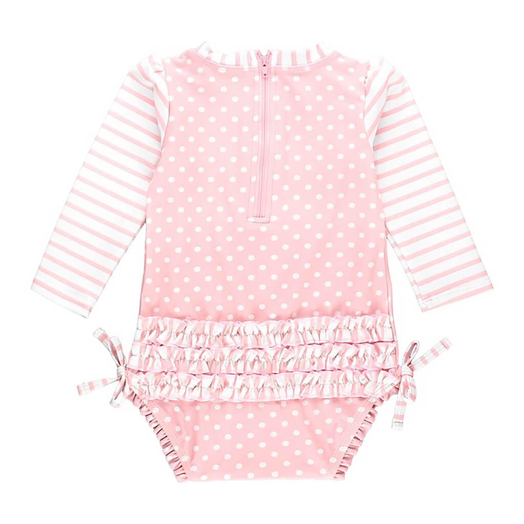 Pink Polka Dot One Piece Rash Guard