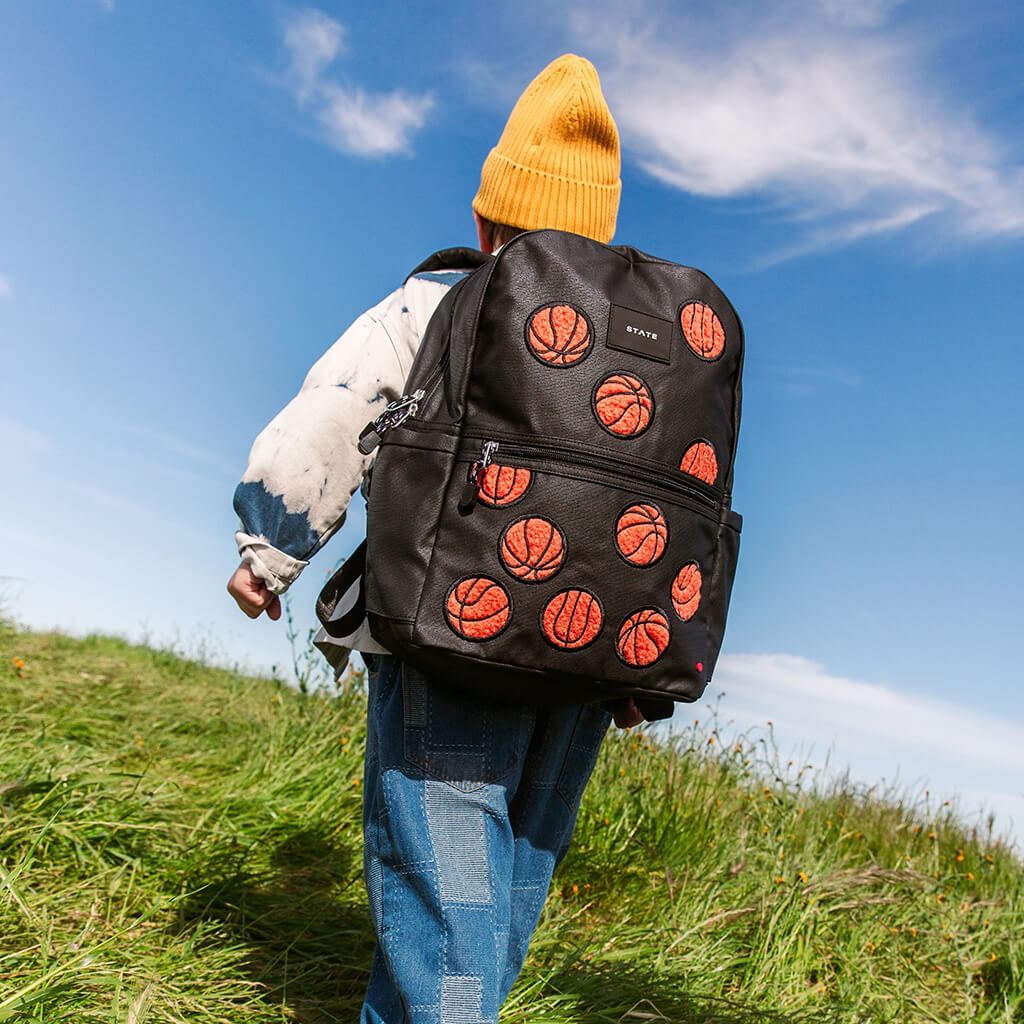 Kane Kids Double Pocket Backpack Fuzzy Basketballs