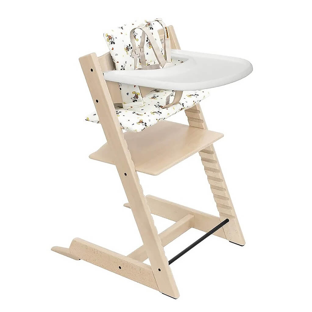 Tripp Trapp High Chair2 Cushion and Stokke Tray - Natural, Mickey Celebration