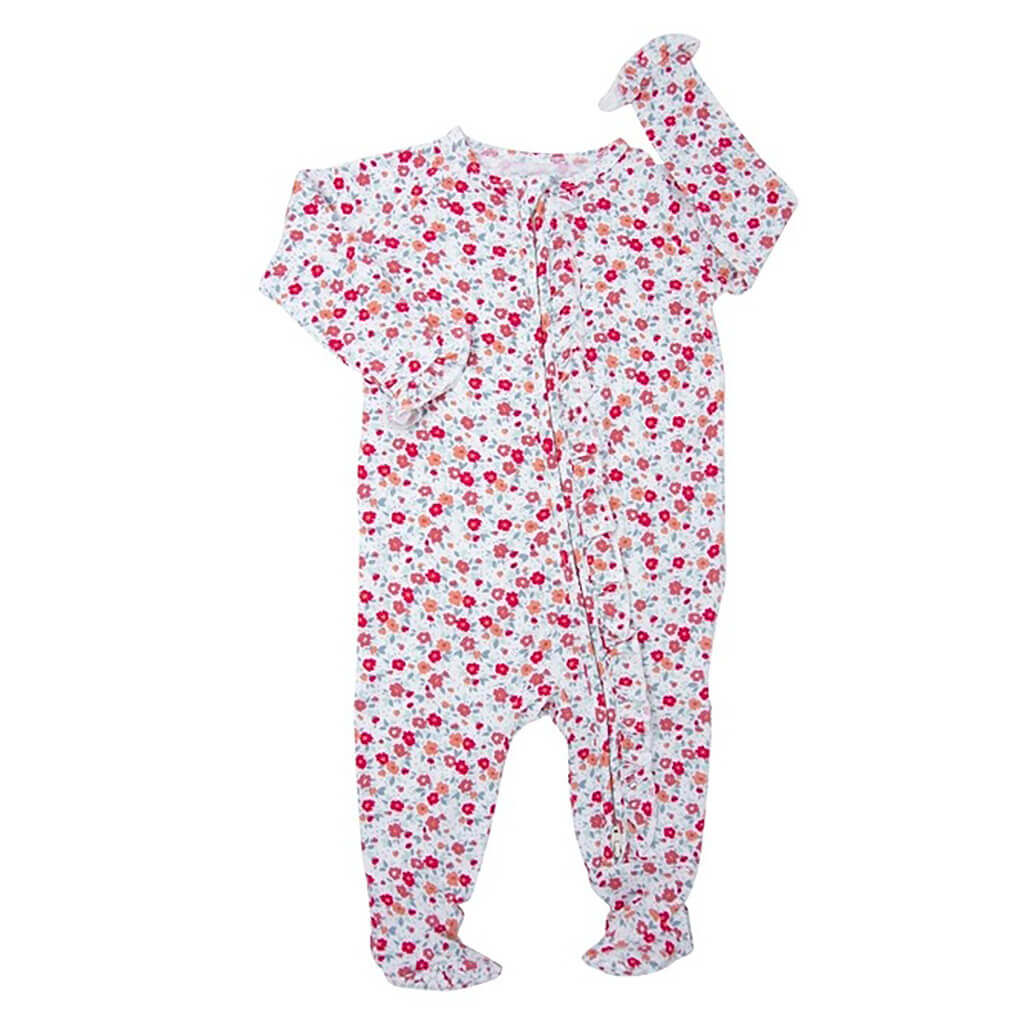 Zipper Footie Crimson Floral