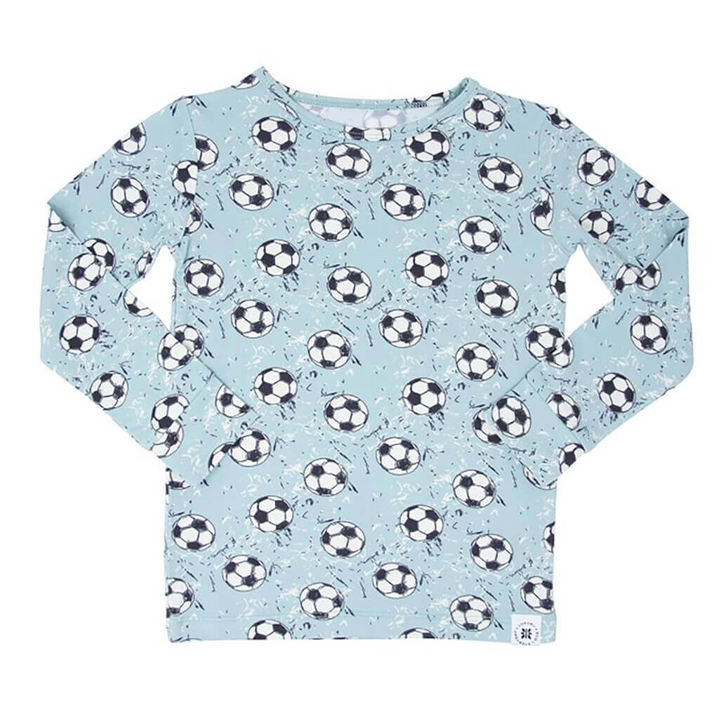 Long Sleeve Pajama Set Soccer Teal