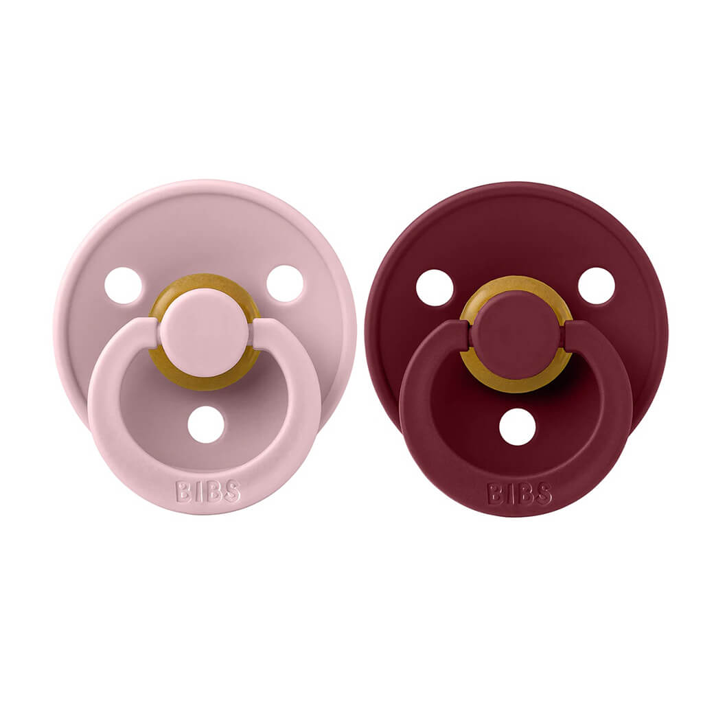 Bibs Natural Rubber Pacifier 2 Pack Pink Plum/Elderberry