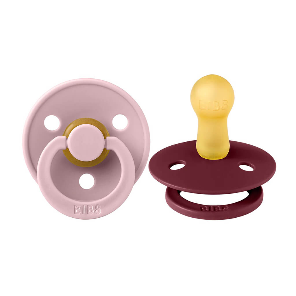 Bibs Natural Rubber Pacifier 2 Pack Pink Plum/Elderberry