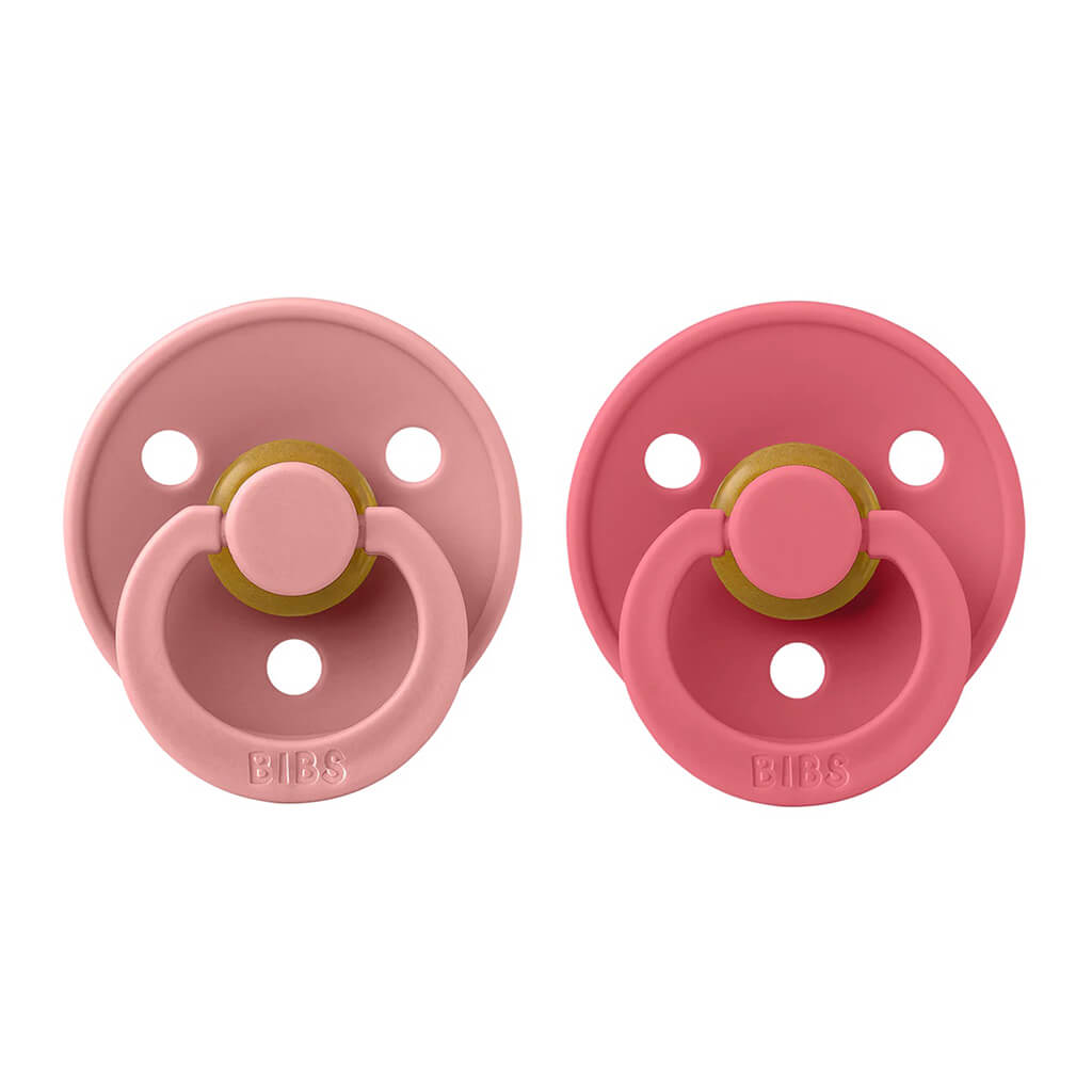 Bibs Natural Rubber Pacifier 2 Pack Dusty Pink Coral