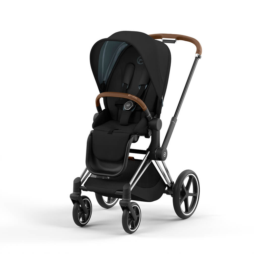 Color_Deep Black | Cybex Priam 4 Complete Stroller Chrome/Brown | NINI and LOLI