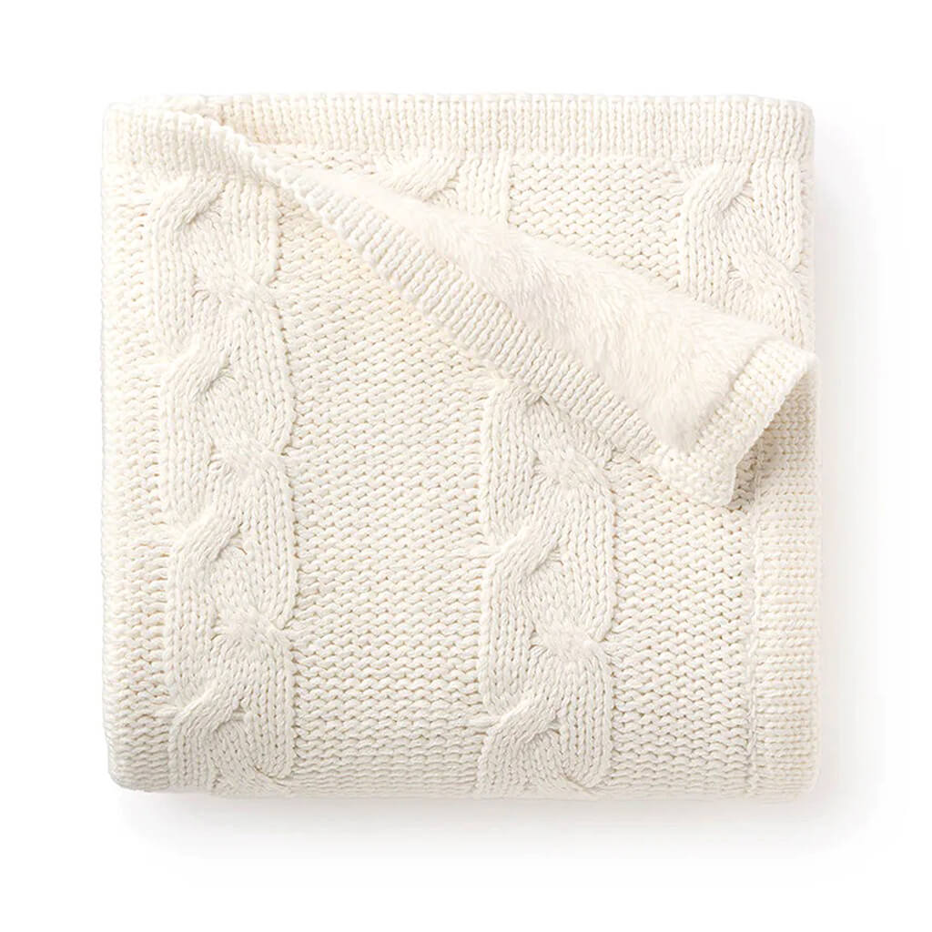 Cable Knit Blanket White