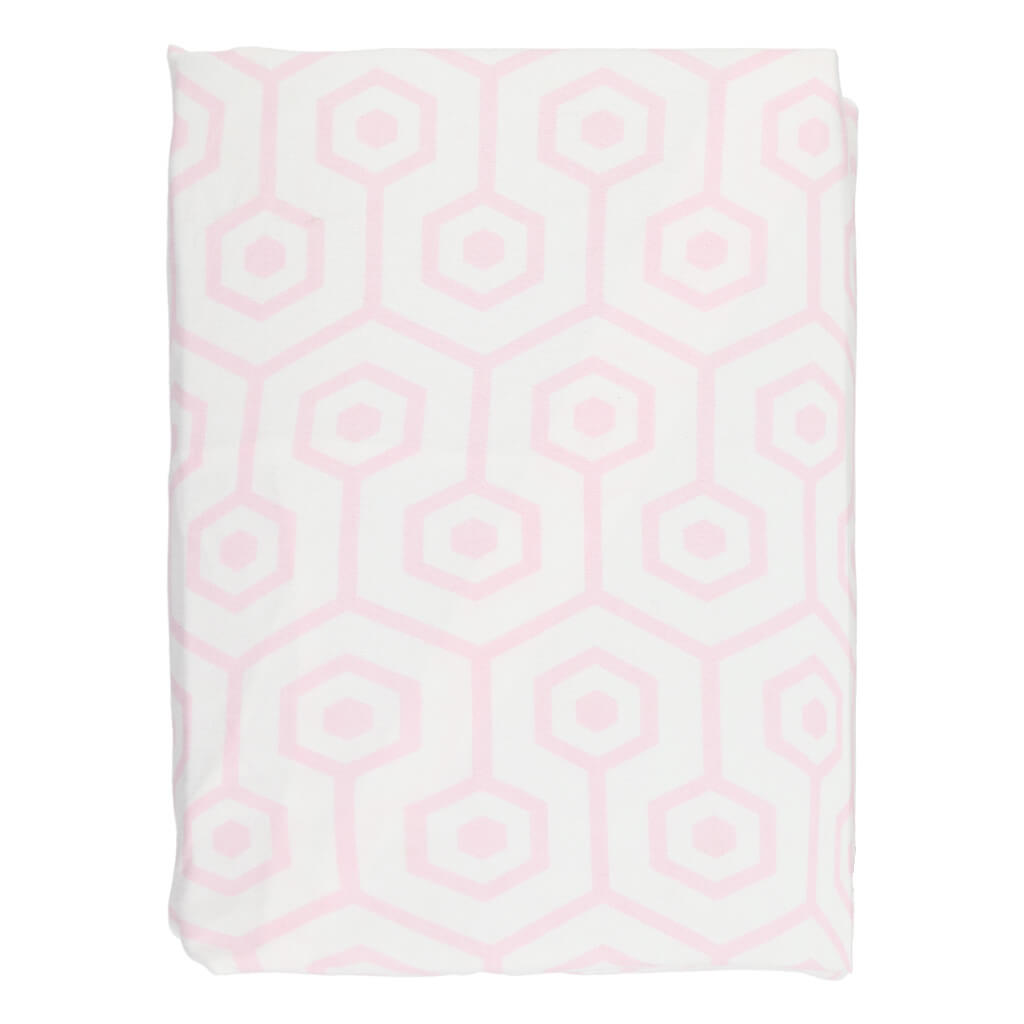 Crib Fitted Sheet Pink Hexagon