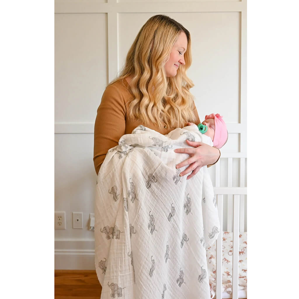 Muslin Swaddle Blanket Baby Elephant