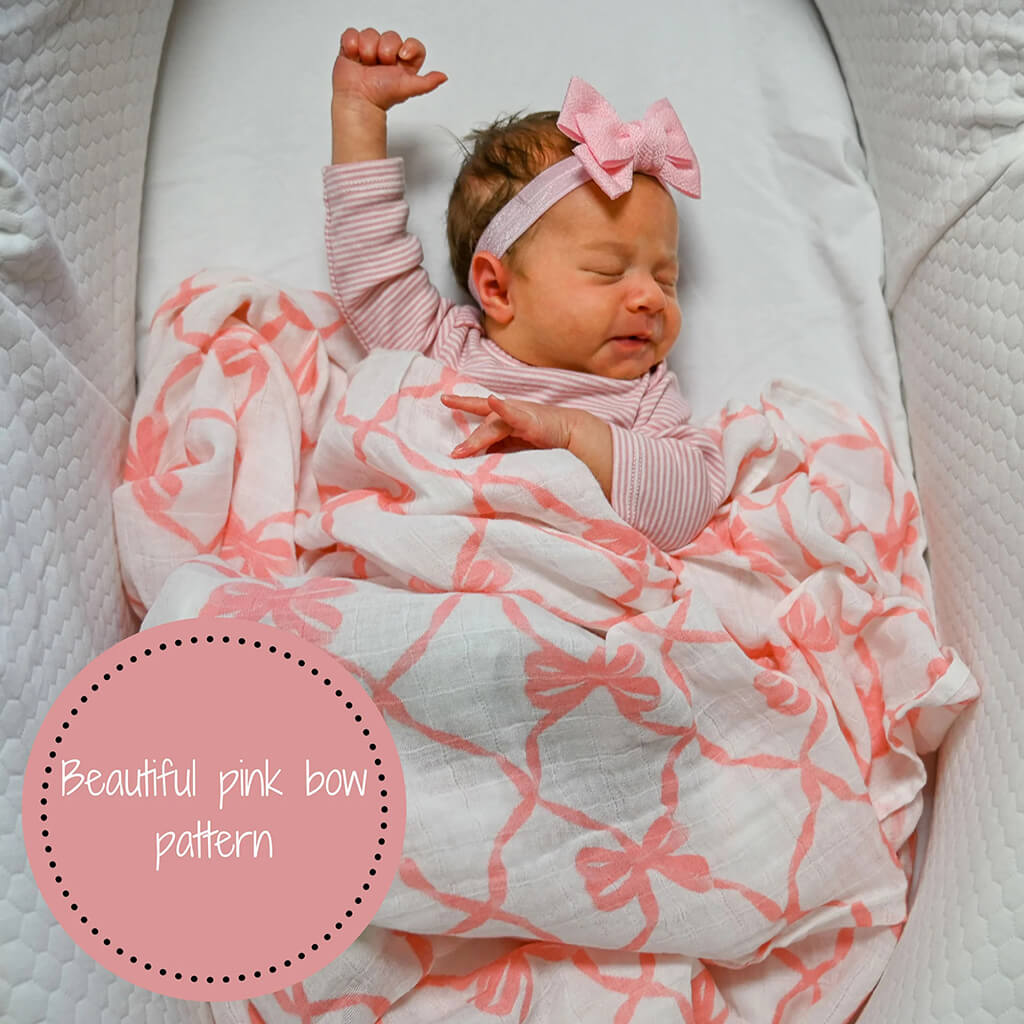 Muslin Swaddle Blanket Beautiful Bows