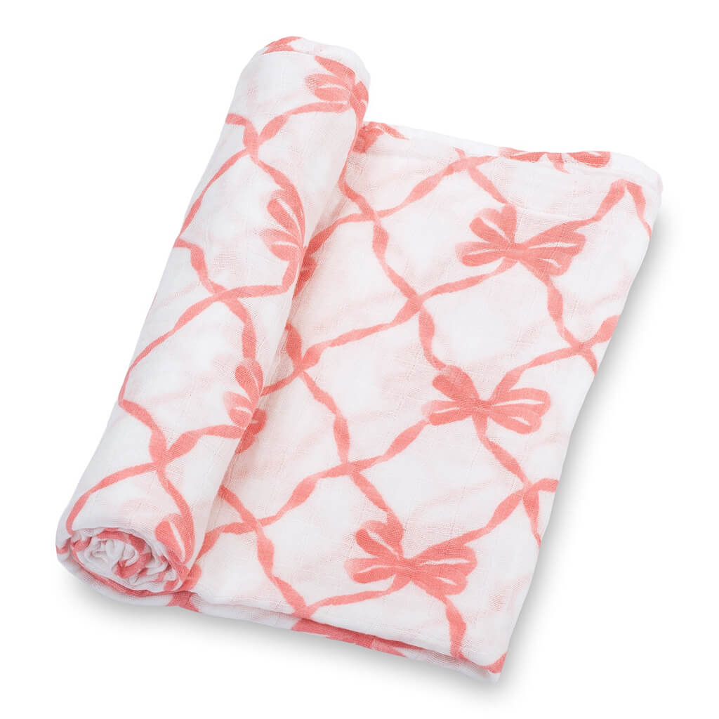 Muslin Swaddle Blanket Beautiful Bows