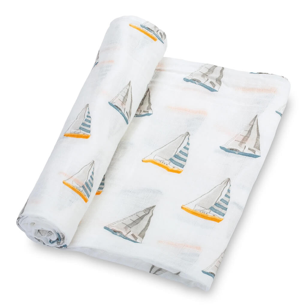 Muslin Swaddle Blanket Sailing Away