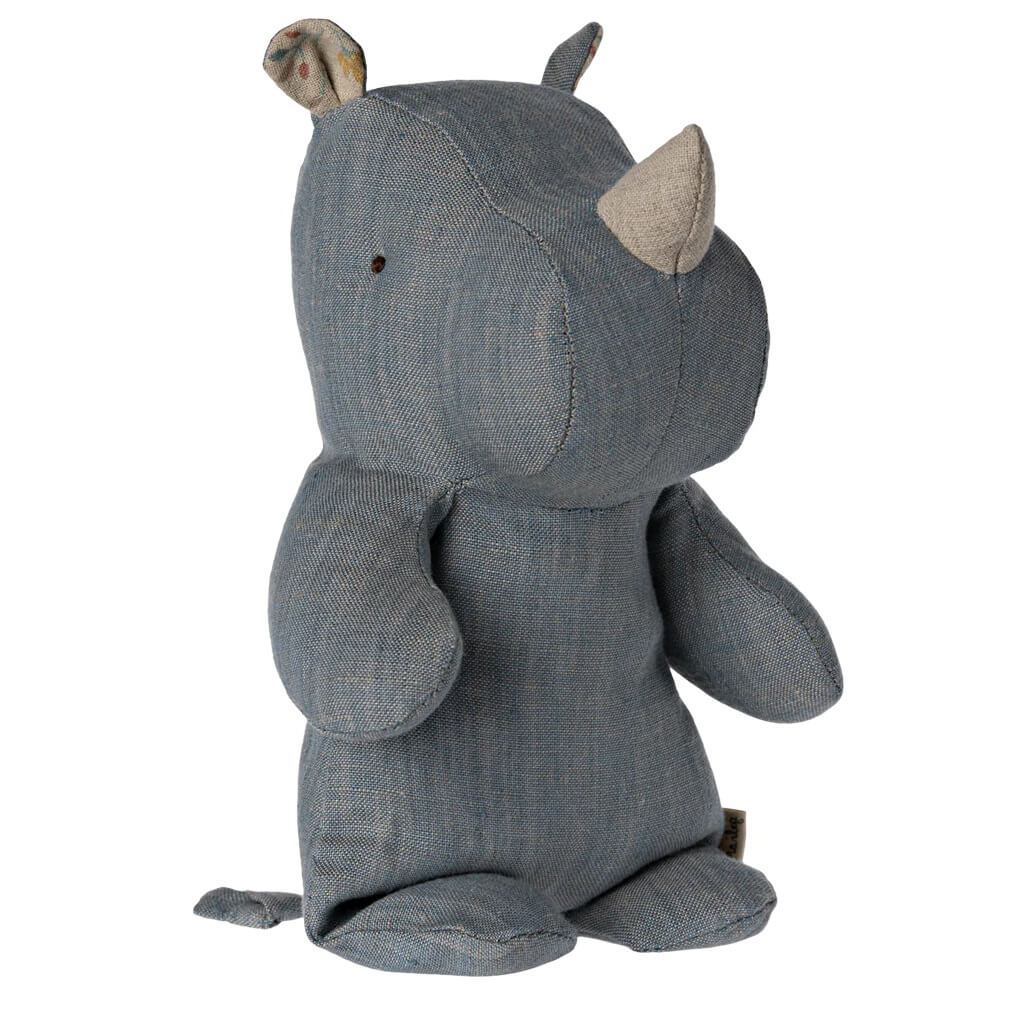 Maileg Safari Friends Small Plush Toy Rhino Blue Sand