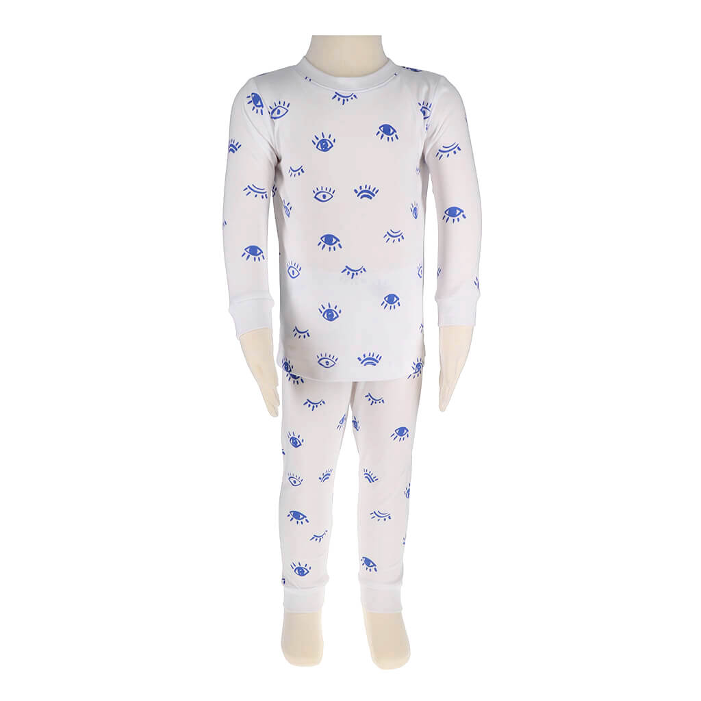 2 Piece Pajamas Eyes White/Blue