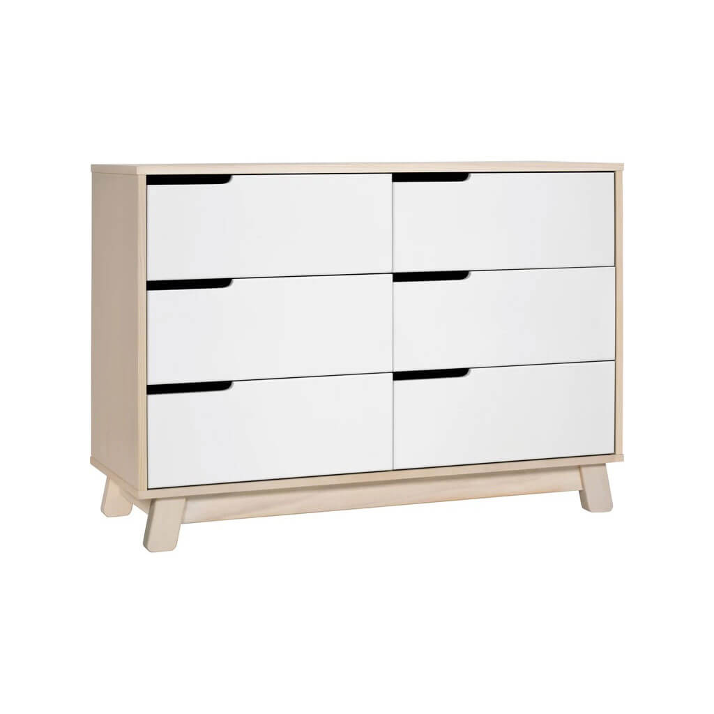 Hudson 6 Drawer Double Dresser Washed Natural White