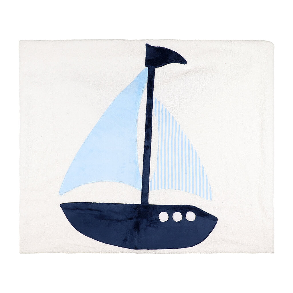 Big Towel White Blue Sailboat