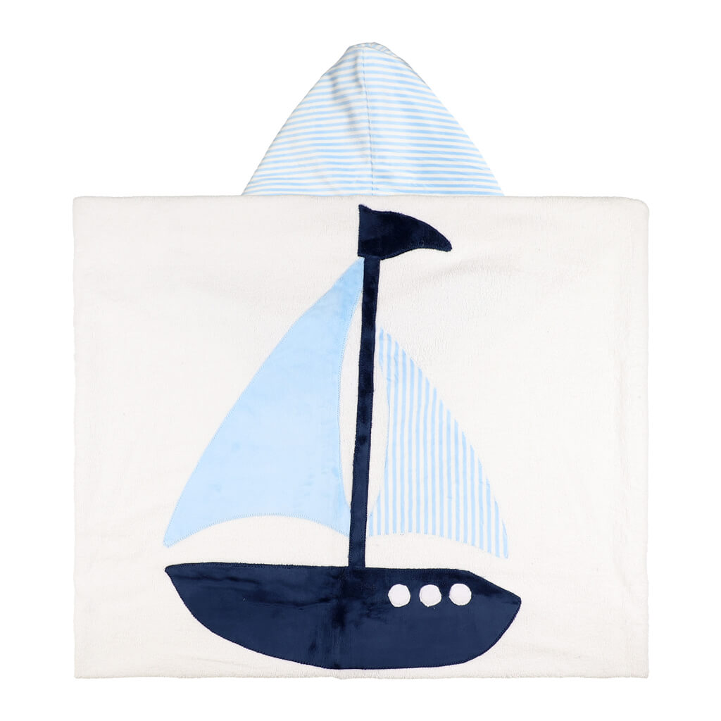 Big Towel White Blue Sailboat