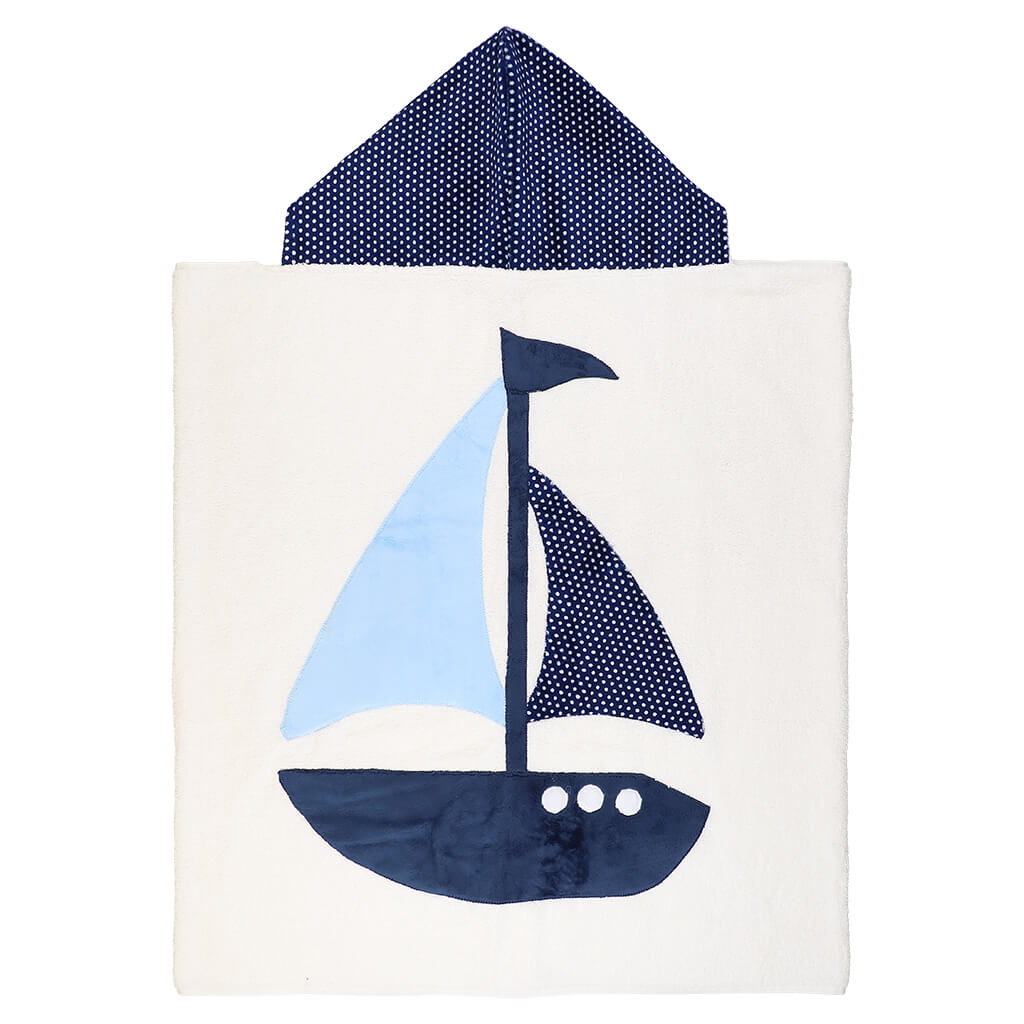 Big Towel White/Navy Sailboat