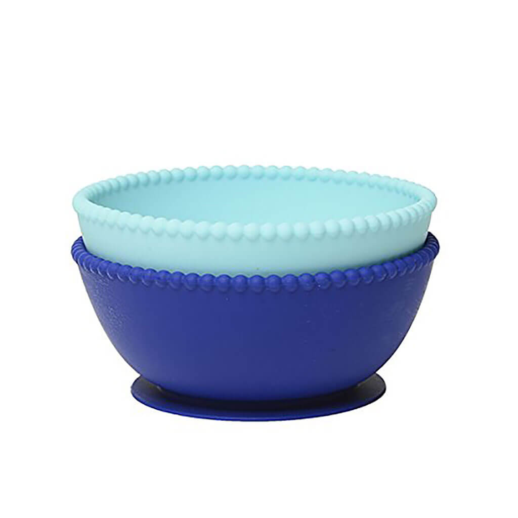 Silicone Suction Bowls Set Turquoise/Cobalt