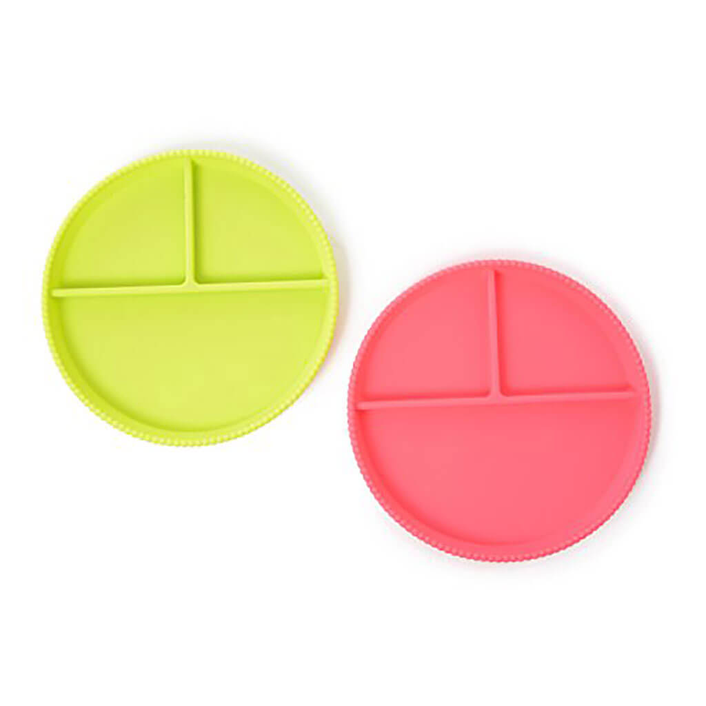 Silicone Divided Plates Set Chartreuse/Pink