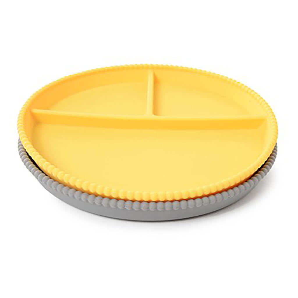 Silicone Divided Plates Set Grey/Yellow