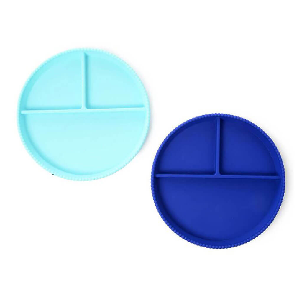 Silicone Divided Plates Set Turquoise/Cobalt