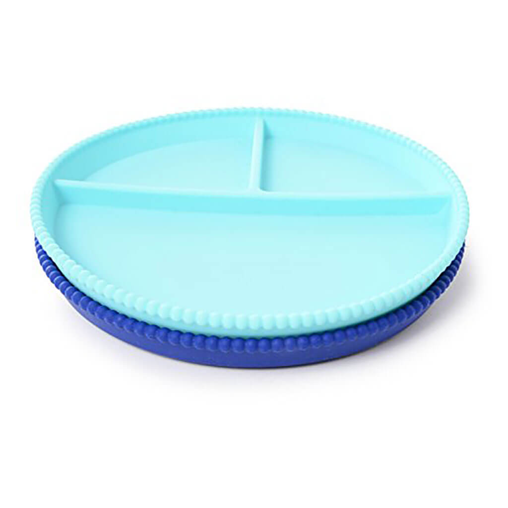 Silicone Divided Plates Set Turquoise/Cobalt