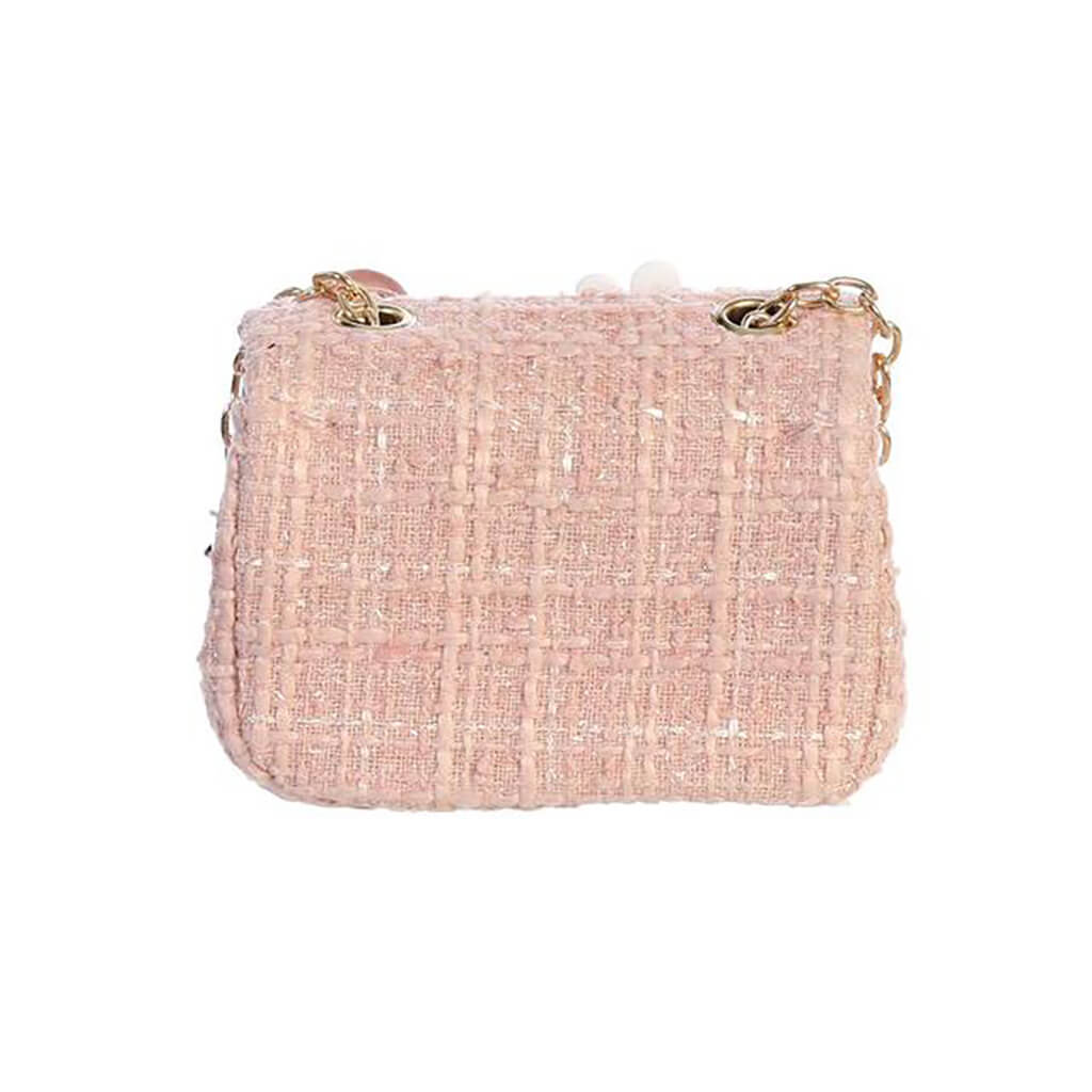 Mini Tweed Purse with Adorable Charms Pink