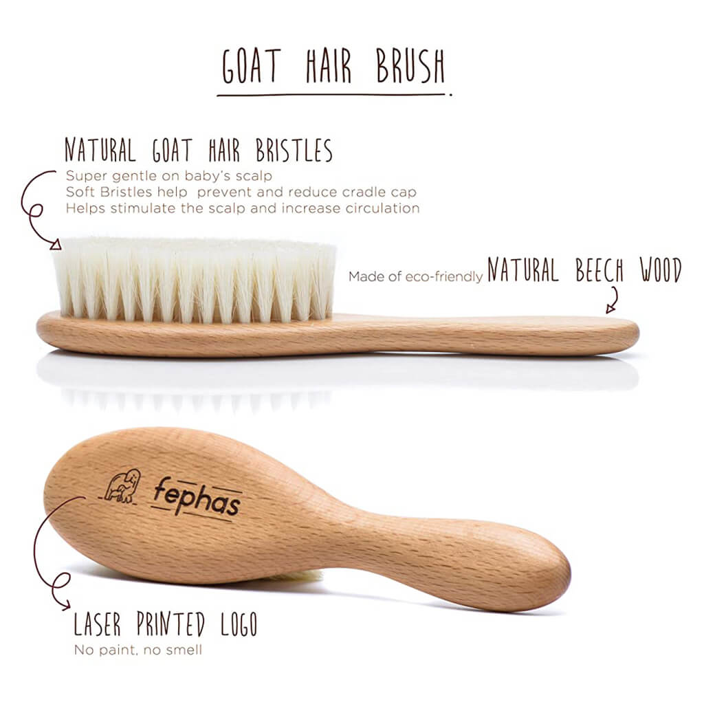 Fephas Wooden Baby Hair Brush Set