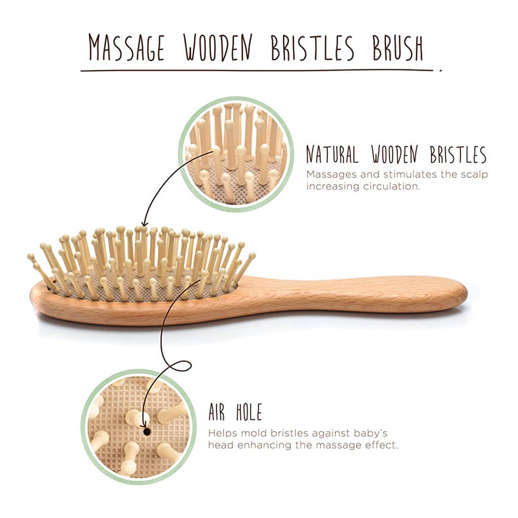 Fephas Wooden Baby Hair Brush Set