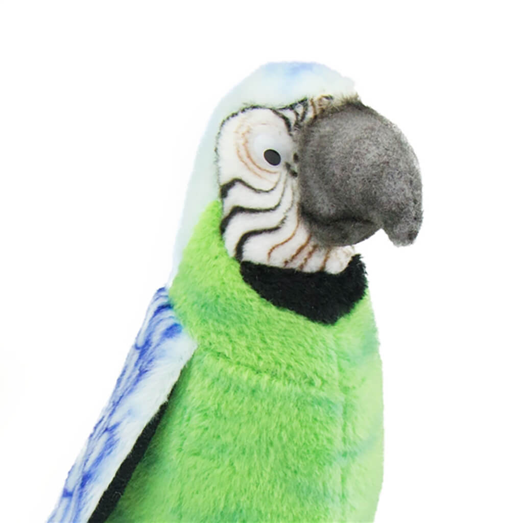 Realistic Plush Animal Parrot Green Blue