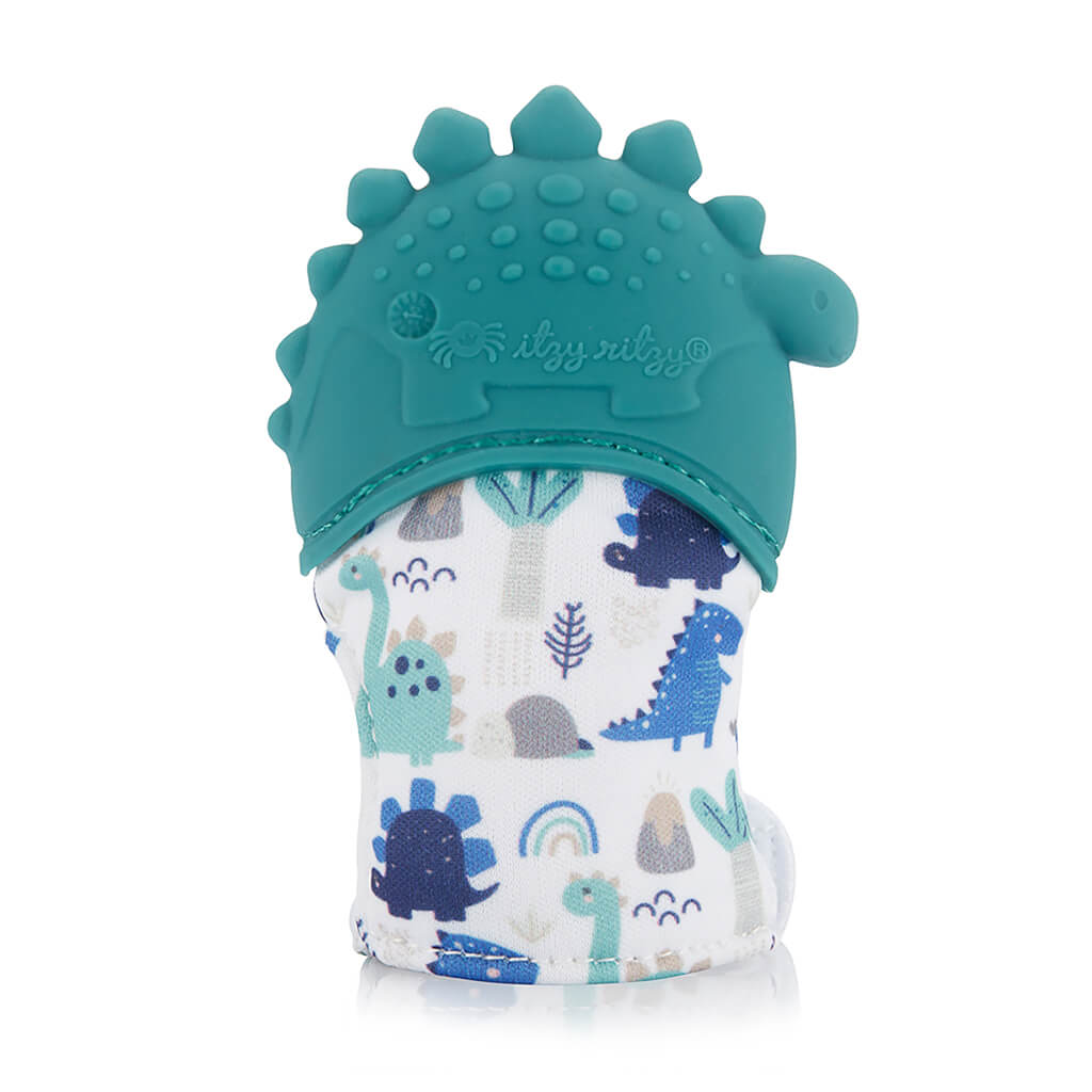 Silicone Teething Mitts Teal Dino