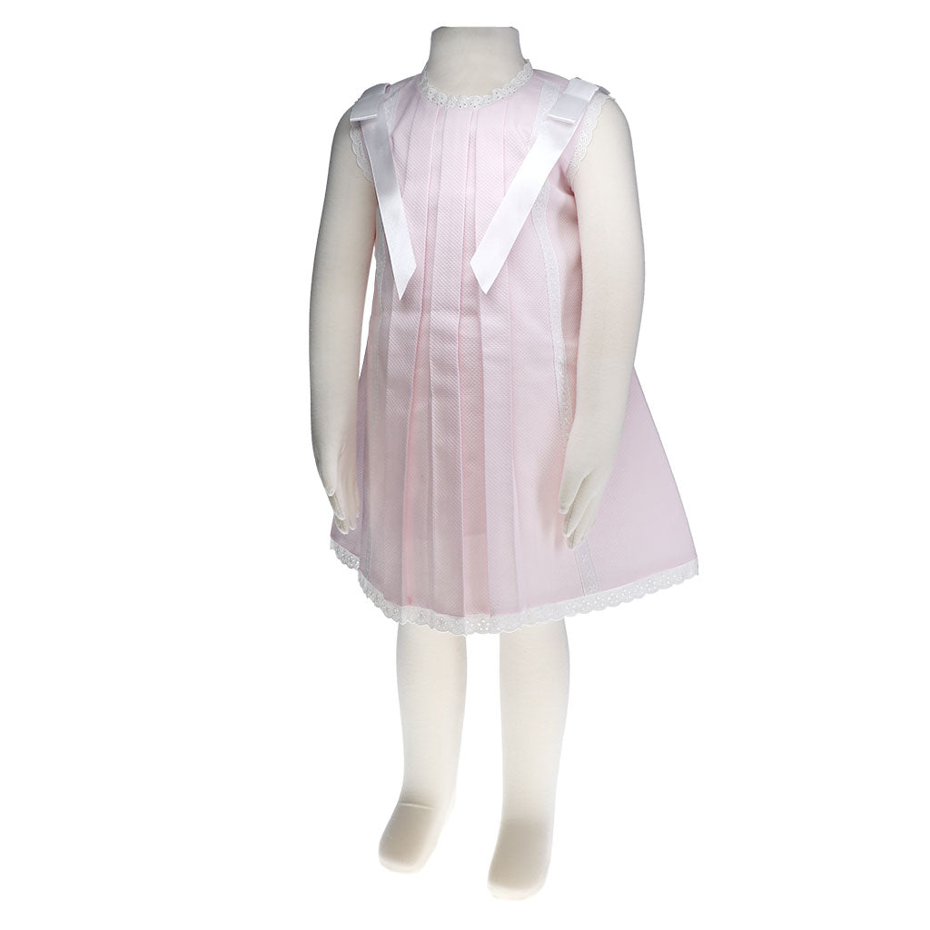 Ella Pink Pique Dress with White Lace