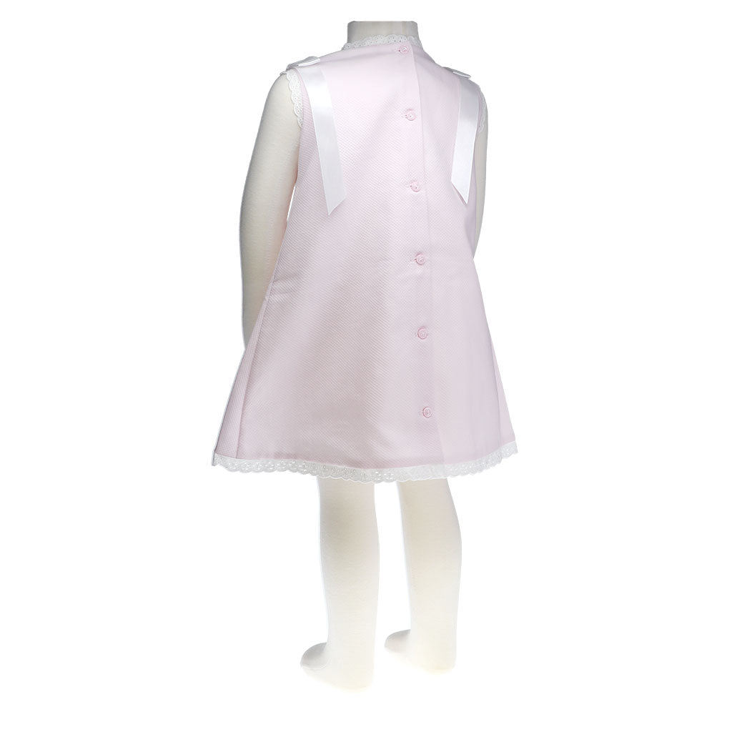 Ella Pink Pique Dress with White Lace