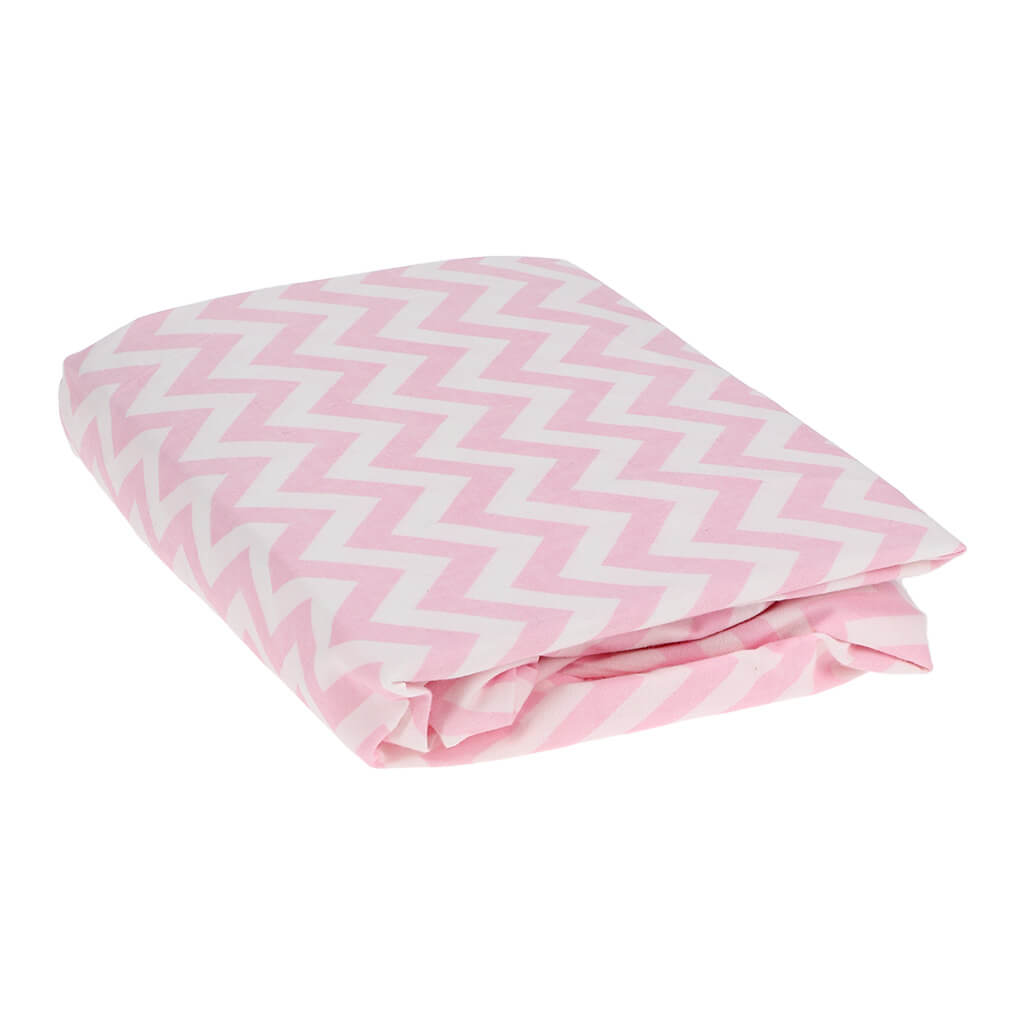 Crib Fitted Sheet Pink Chevron