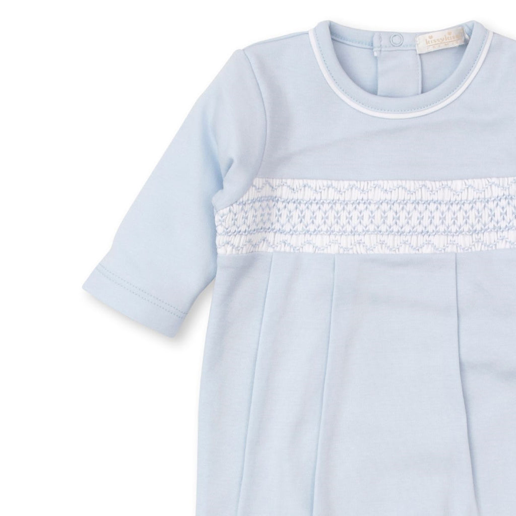 Kissy Kissy Smocked Footie CLB Fall Light Blue