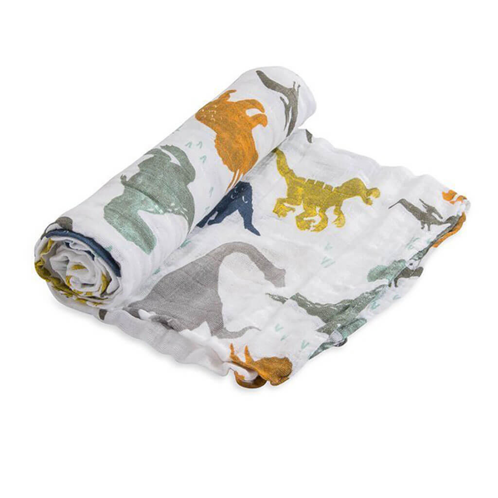 Little Unicorn Single Cotton Muslin Swaddle Dino Friends