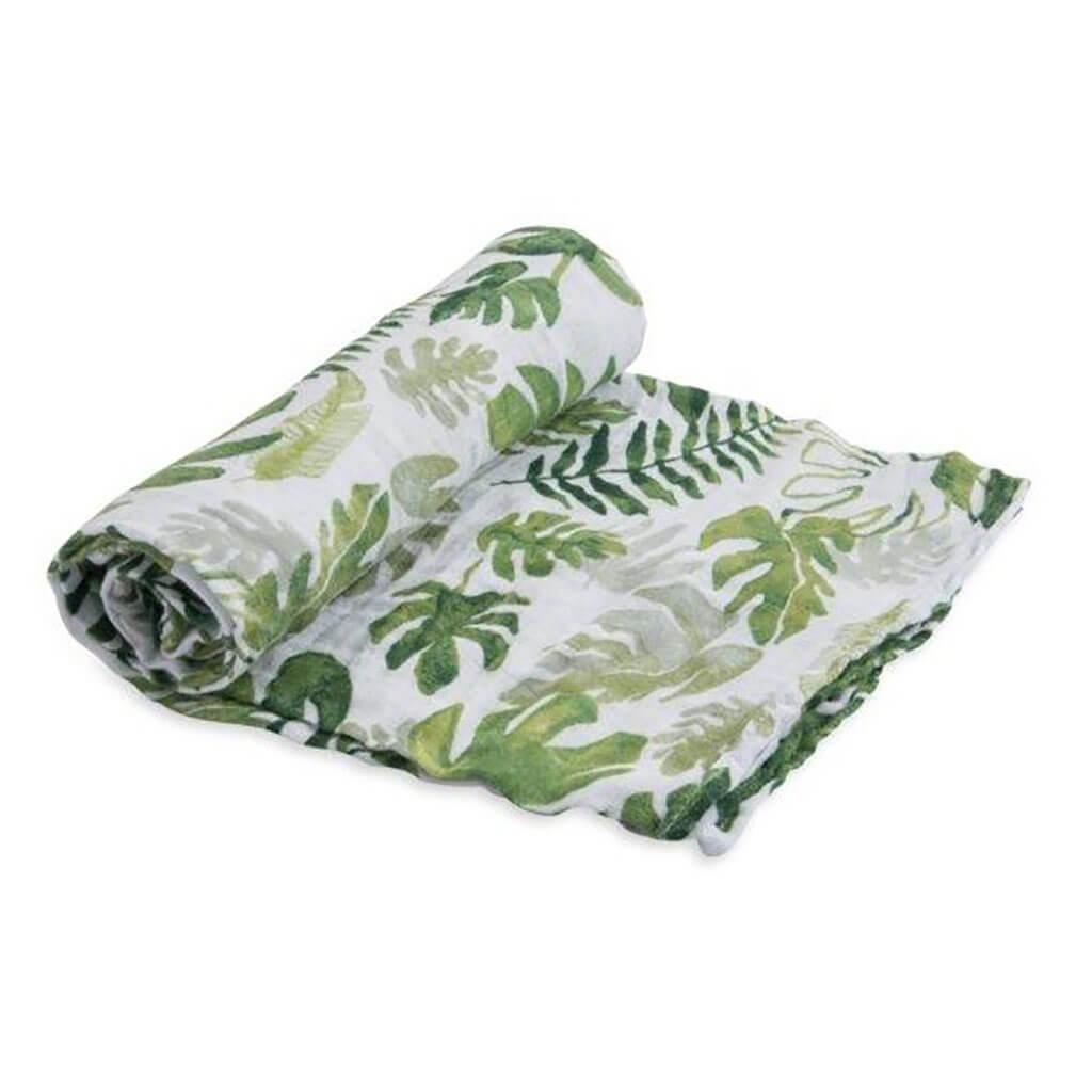 Little Unicorn Single Cotton Muslin Swaddle Tropical Leaf